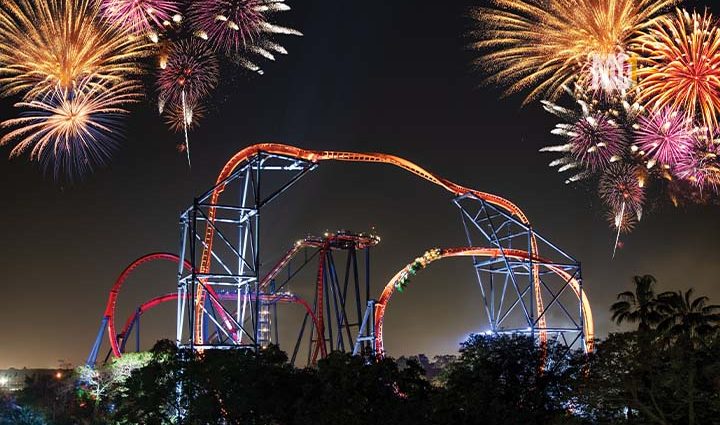 Show de fogos do Summer Nights que acontece no Busch Gardens em Tampa