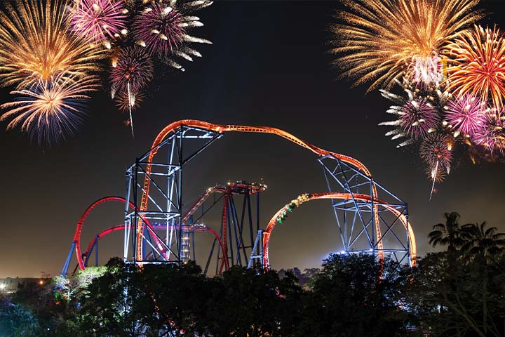 Show de fogos do Summer Nights que acontece no Busch Gardens em Tampa