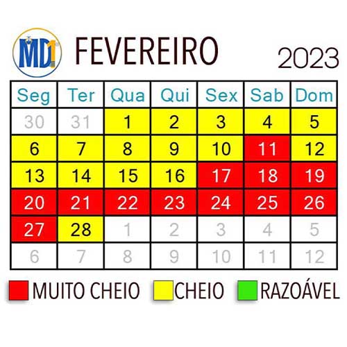 calendário de lotação dos parques